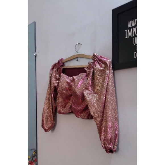 Multicolored glittered crop top party wear - Picture 3 of 8